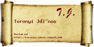 Toronyi János névjegykártya