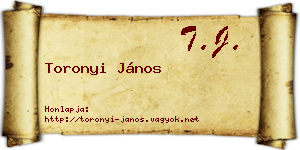 Toronyi János névjegykártya